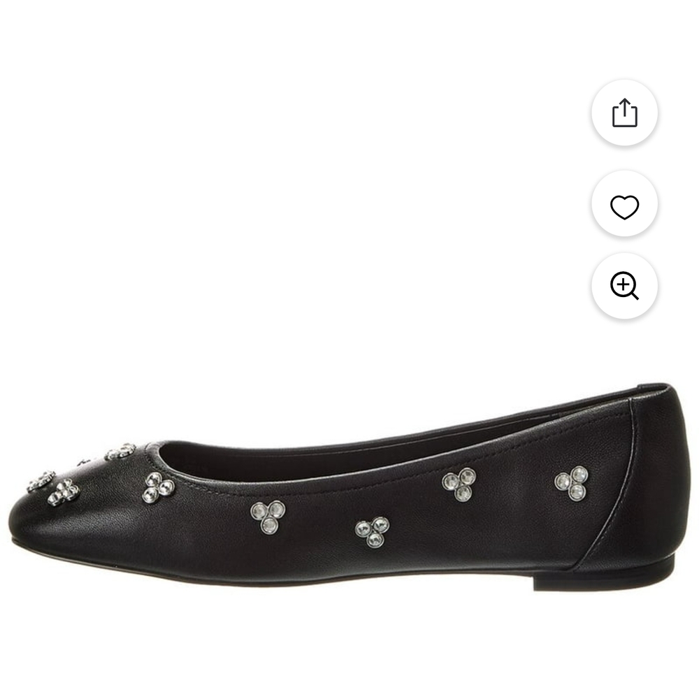 Stuart Weitzman "Tammy" Ballet Black Flats Crystal Embellishments NWT Size 5 - Picture 5 of 8